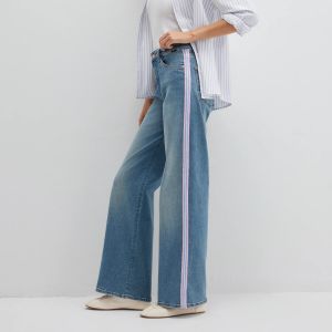 Mavi Jeans Malibu Wideleg Jeans - Light Blue Stripe