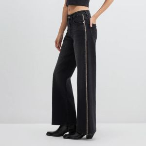 Mavi Jeans Malibu Wideleg Jeans - Dark Smoke Brushed