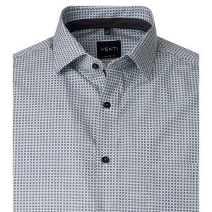 Venti Modern Fit Hemd - Marble Print Grau