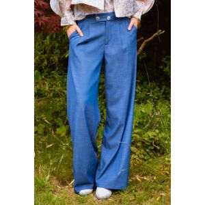 ICNK - Mosaic Twill Wide Leg Hose Denimblau
