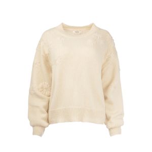 NED - Strickpullover Flower Ecru